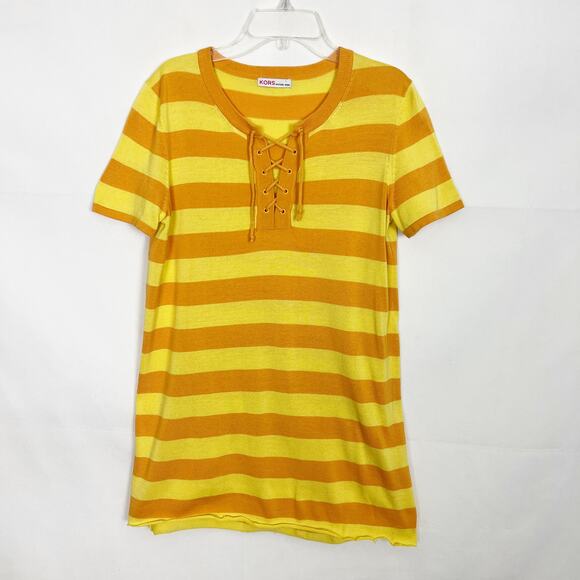Michael Kors Vintage Y2K Striped Yellow Orange Top Size Small - Picture 1 of 6